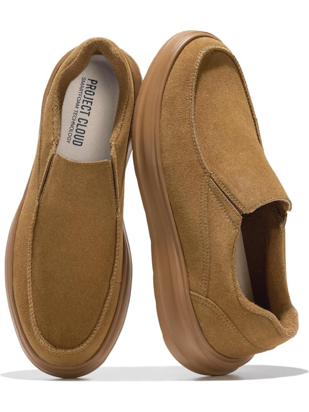 Project Cloud Men's Toast Brown Closed Toe Genuine Suede Comfortable Loafers
